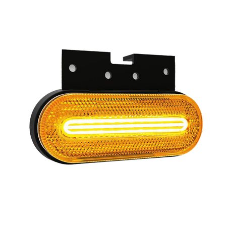 ovális, narancssárga színű LED-es lámpa (124x75 mm) fényvisszaverővel, tetején tartókkal